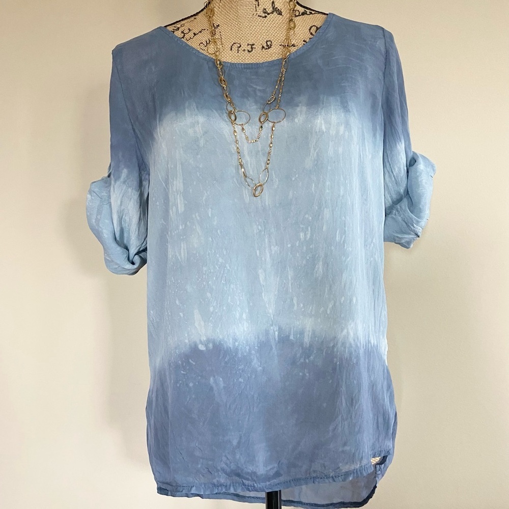 •Prontomoda Giusy•ombré 3/4 sleeve silk top